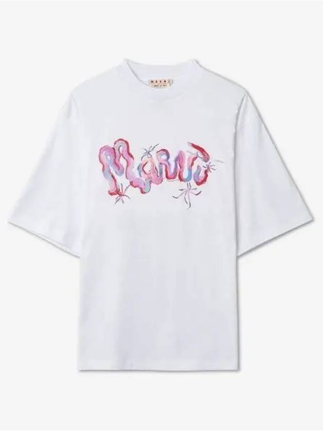 Logo Print Short Sleeve T-Shirt White - MARNI - BALAAN 2