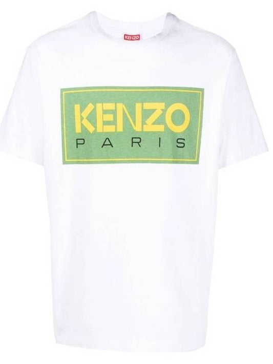 Paris Logo Print Cotton Short Sleeve T-Shirt White - KENZO - BALAAN.