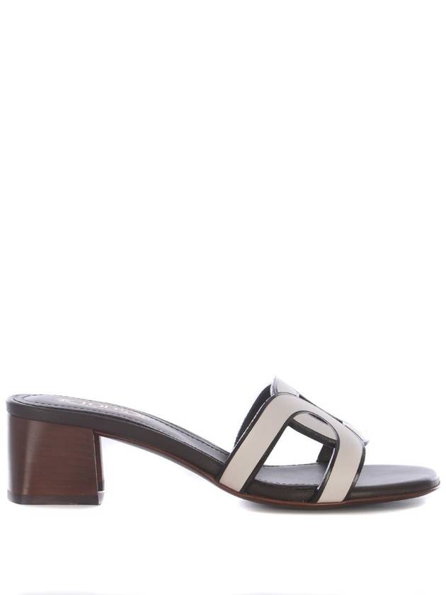 Cut Out Logo Detail Leather Sandal Heels White - TOD'S - BALAAN 2