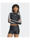 3 Stripe Crop Long Sleeve T Shirt Black - ADIDAS - BALAAN 2