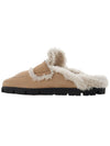 Women's Triangle Logo Shearling Lining Slippers Ecru - PRADA - BALAAN 4