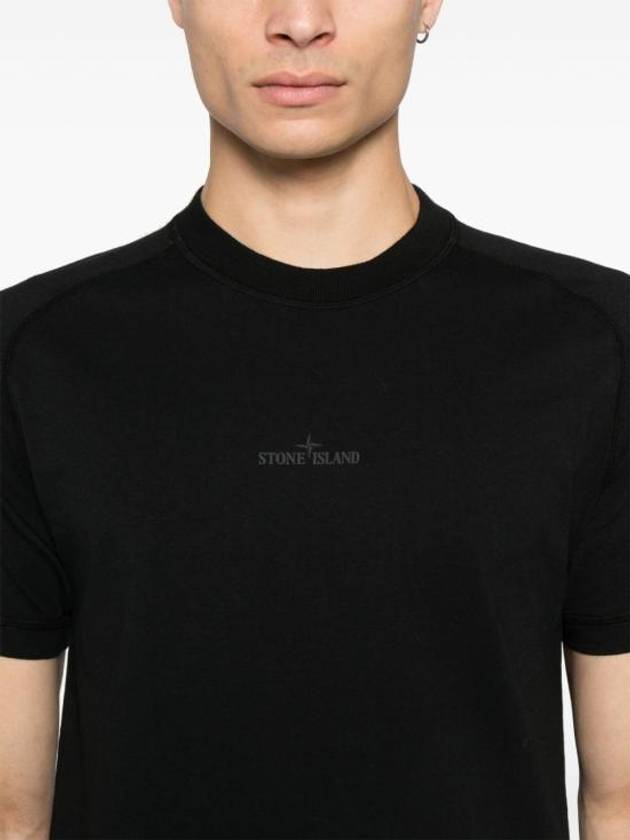 Logo Crew Neck Short Sleeve T-Shirt Black - STONE ISLAND - BALAAN 3