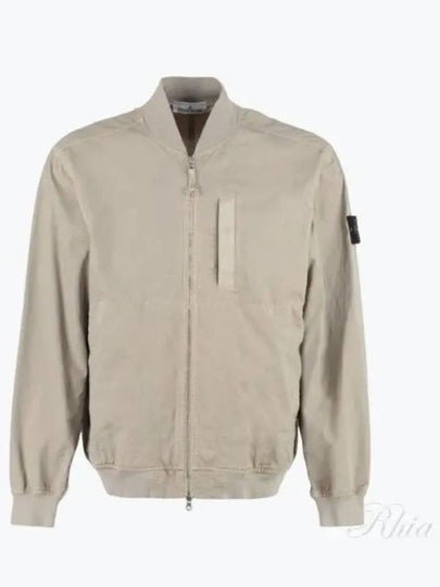 Men's Cupro Cotton Twill TC Bomber Jacket Beige - STONE ISLAND - BALAAN 2