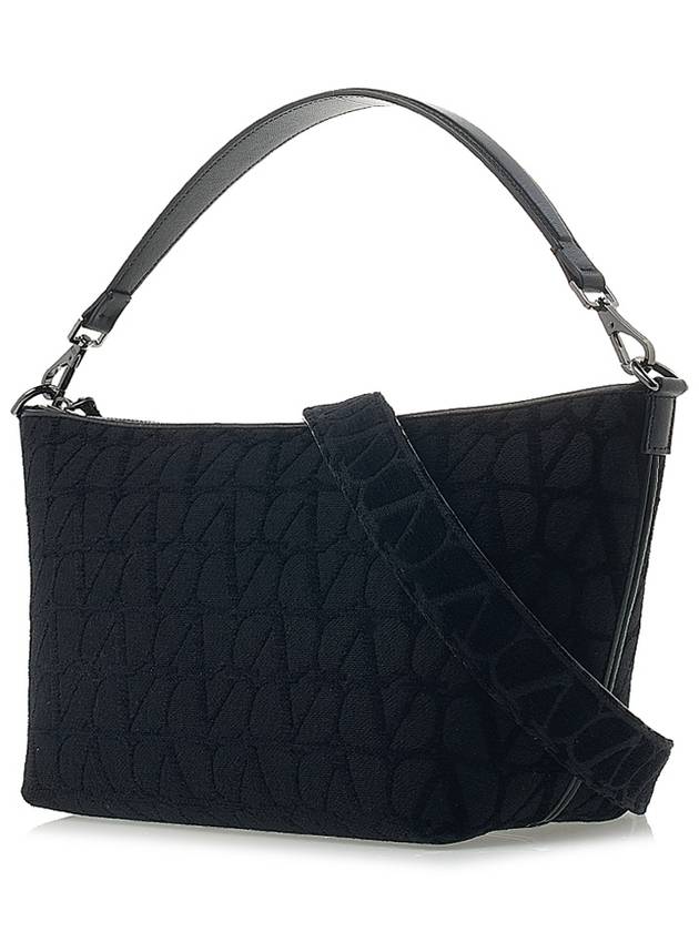 Iconographe Fabric Leather Shoulder Bag Black - VALENTINO - BALAAN 3