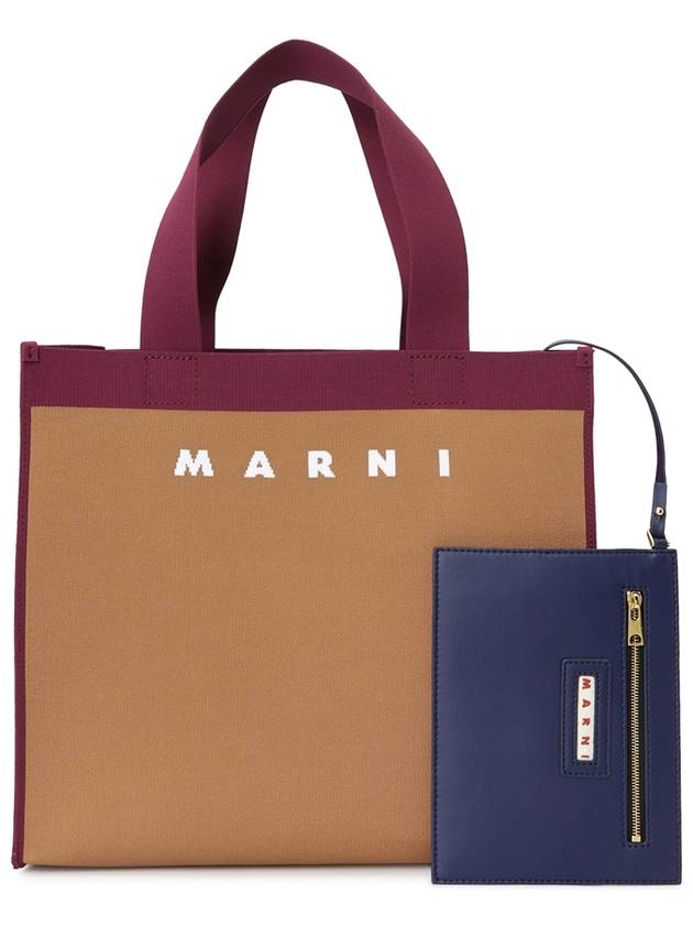 Colorblock Jacquard Tote Bag Brown - MARNI - BALAAN 2