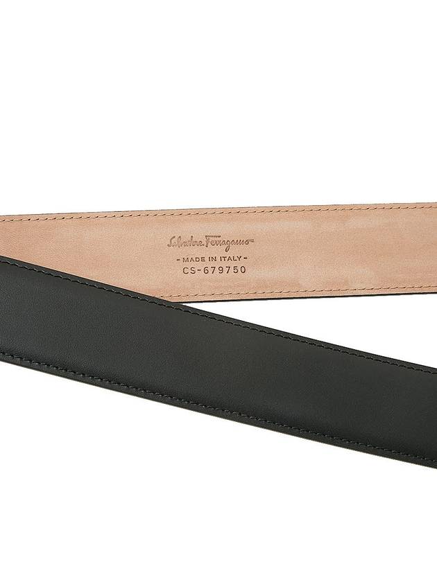 Gancini Metal Logo Leather Belt Black - SALVATORE FERRAGAMO - BALAAN 9