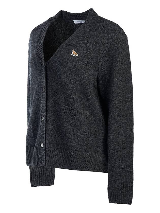 Baby Fox Patch Boxy Cardigan Dark Grey Melange - MAISON KITSUNE - BALAAN 3