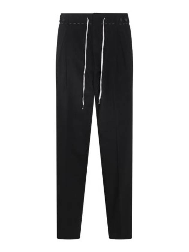 Drawstring Cotton High Waist Pants Black - MAISON MARGIELA - BALAAN 2