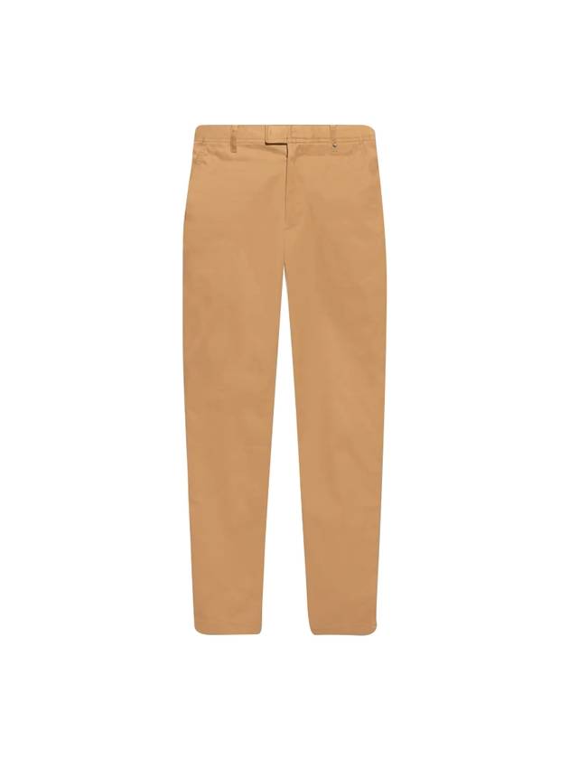 Slim Fit Monogram Motif Stretch Cotton Chino Straight Pants Camel - BURBERRY - BALAAN 1