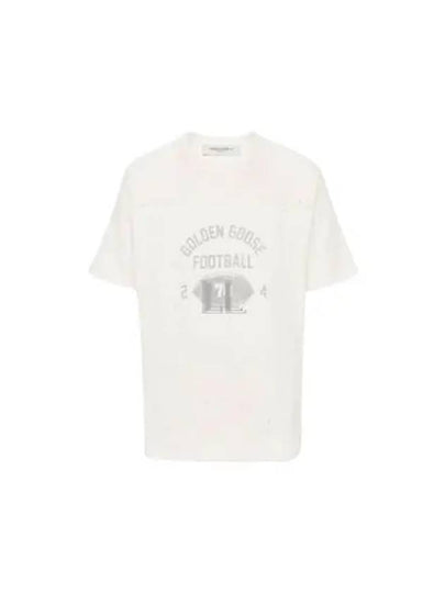 Raw Edge On The Front Cotton Short Sleeve T-Shirt Aged White - GOLDEN GOOSE - BALAAN 2