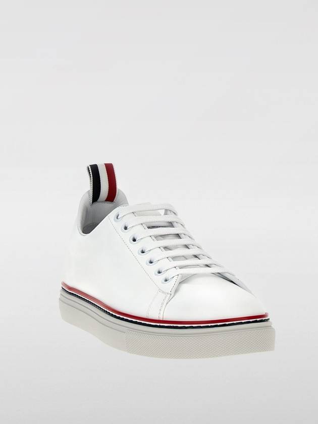 Tennis Vitello Calf Leather Low Top Sneakers White - THOM BROWNE - BALAAN 3