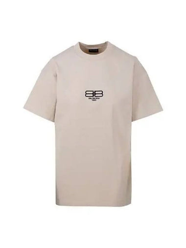 t shirt women logo short sleeve beige - BALENCIAGA - BALAAN 1