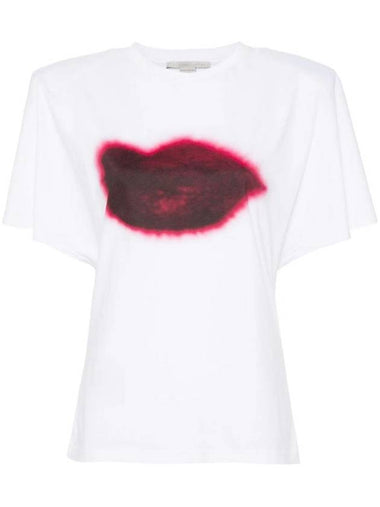 Lip Print Short Sleeve T Shirt White - STELLA MCCARTNEY - BALAAN 1