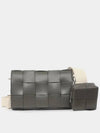 Cassette Medium Shoulder Bag Grey - BOTTEGA VENETA - BALAAN 3