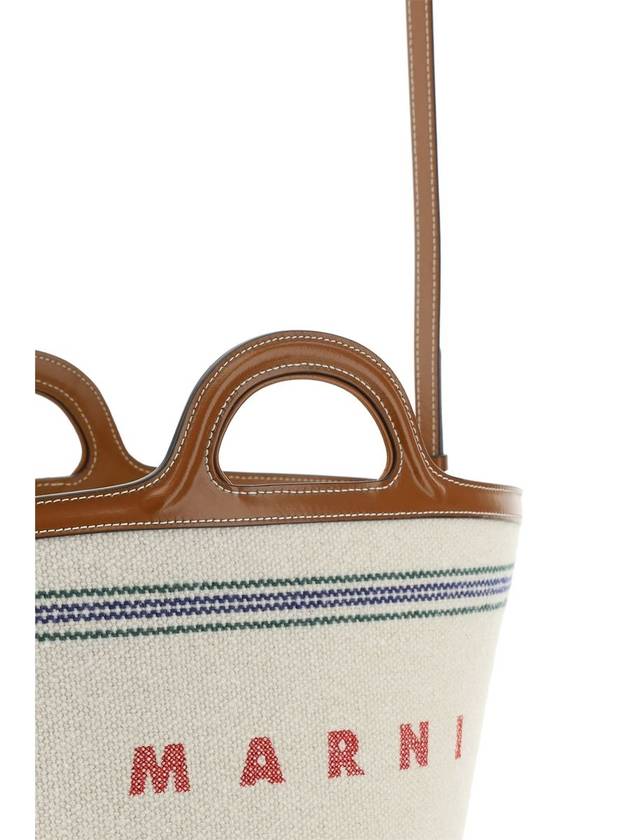 Logo Detail Striped Tote Bag White - MARNI - BALAAN 5