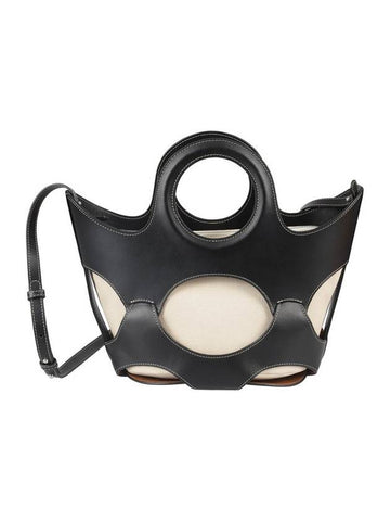 Onada Cut Out Small Leather Tote Bag Black - HEREU - BALAAN 1