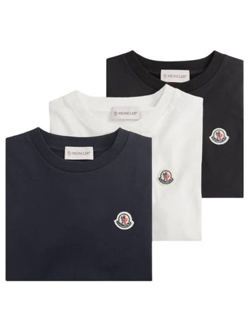 Kids Logo Patch Cotton Short Sleeve T-Shirt 3 Pack - MONCLER - BALAAN 1