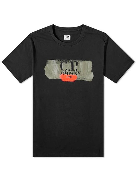 Men's Printing Logo Short Sleeve T-Shirt Black - CP COMPANY - BALAAN 1