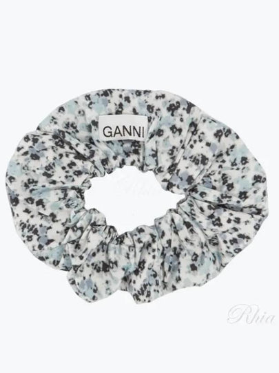 Floral Print Cotton Scrunchie Blue - GANNI - BALAAN 2