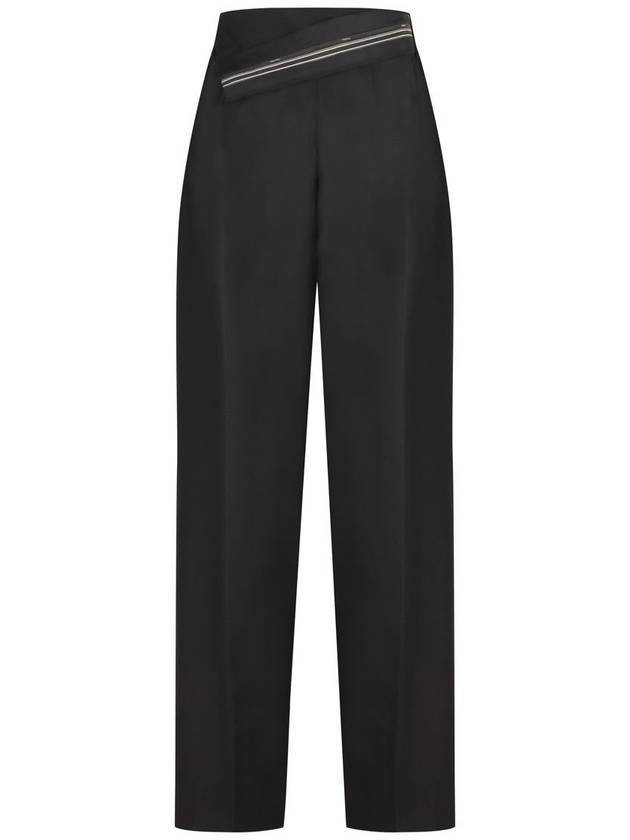 Mohair Wool Carrot Fit Straight Pants Black - FENDI - BALAAN 3