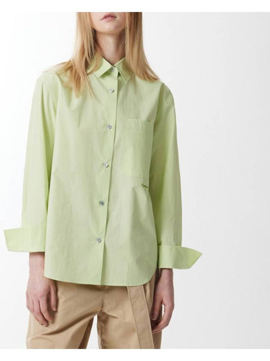 Embroidery point bio cotton signature shirt green 022 - VOYONN - BALAAN 1
