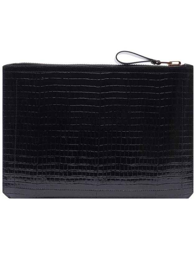 Crocodile Embossed Clutch Bag Black - TOM FORD - BALAAN 5