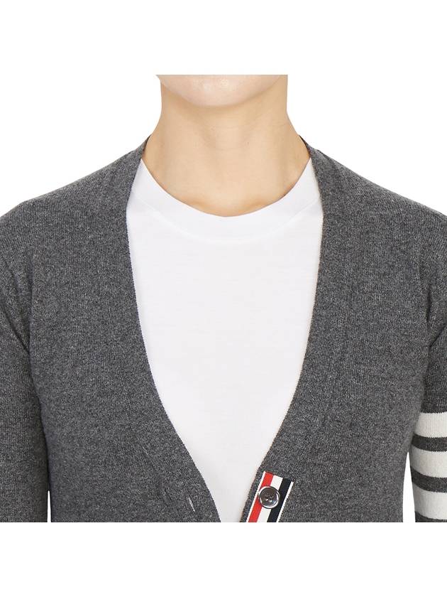 4-Bar V-Neck Cashmere Cardigan Grey - THOM BROWNE - BALAAN 9