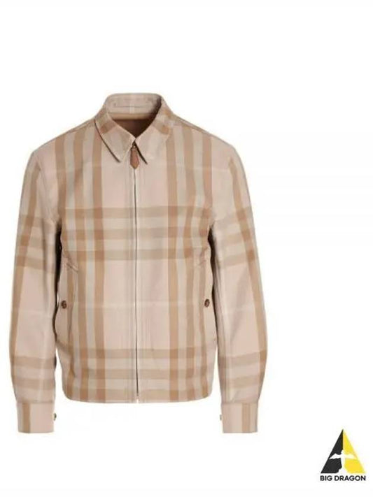 Men's Reversible Check Cotton Collar Zip-Up Jacket Beige - BURBERRY - BALAAN 2