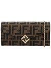 FF Diamond Continental Chain Cross Bag Brown - FENDI - BALAAN 2