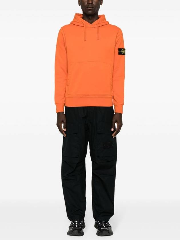 Logo Patch Drawstring Hoodie Orange - STONE ISLAND - BALAAN 4