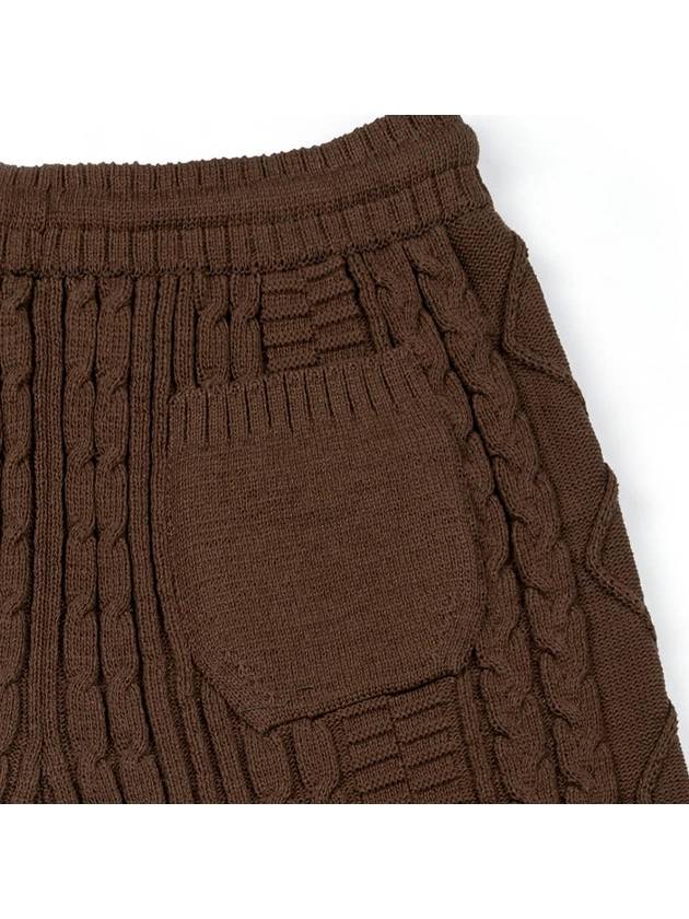 Men's I4SM01BR Permeating New City Cable Knit Shorts Brown - IOEDLE - BALAAN 8