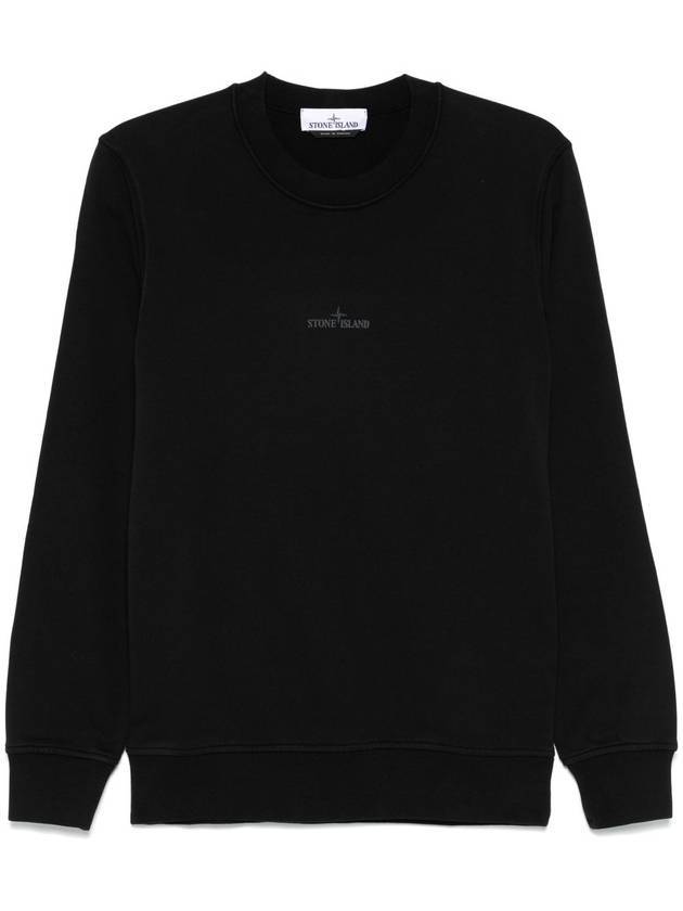 Logo Cotton Fleece Sweatshirt Black - STONE ISLAND - BALAAN 1