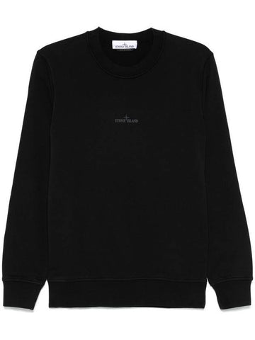 Logo Cotton Fleece Sweatshirt Black - STONE ISLAND - BALAAN 1