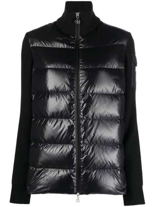 Padded Wool Cardigan Black - MONCLER - BALAAN 2