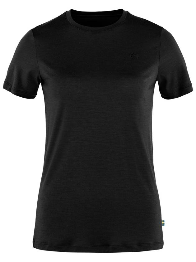 Women's Abisko Wool Short Sleeve T-Shirt Black - FJALL RAVEN - BALAAN 3