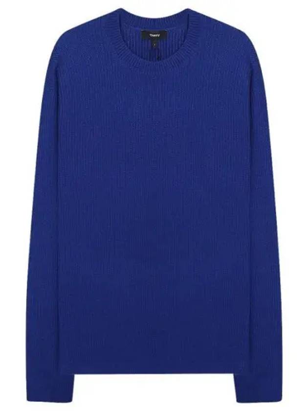 Men's Crew Neck Wool Knit Top Blue - THEORY - BALAAN 2