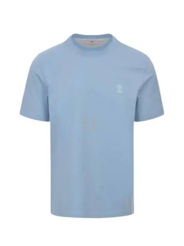 Logo Short Sleeve T-shirt Blue - BRUNELLO CUCINELLI - BALAAN 2