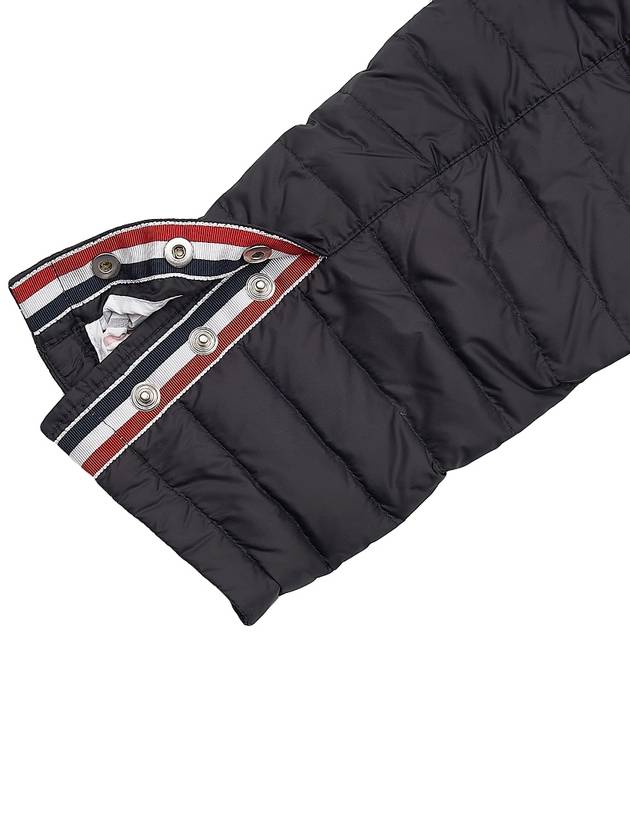 Matte Nylon 4-Bar Stripe Downfill Quilted Hoodie Padding Black - THOM BROWNE - BALAAN 9