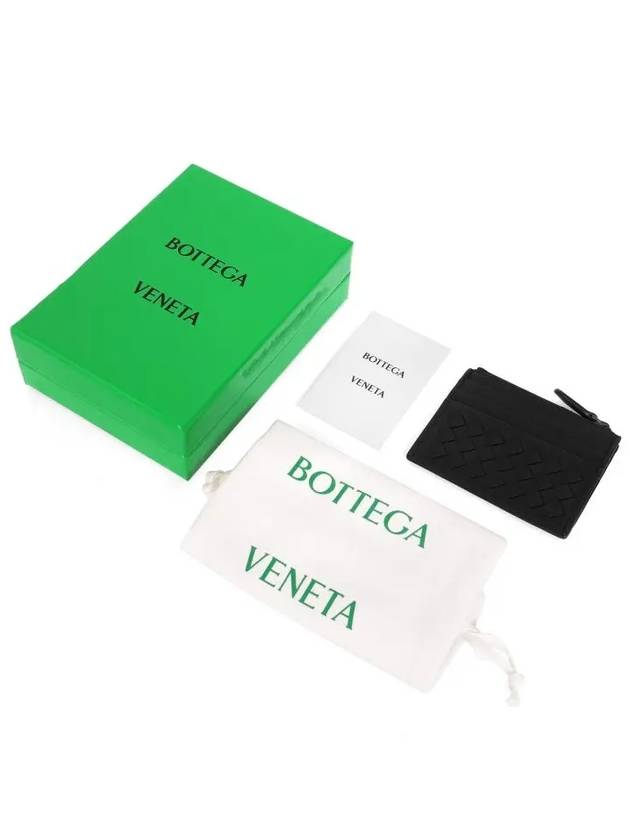 Intrecciato Zipper Card Wallet Black - BOTTEGA VENETA - BALAAN 4