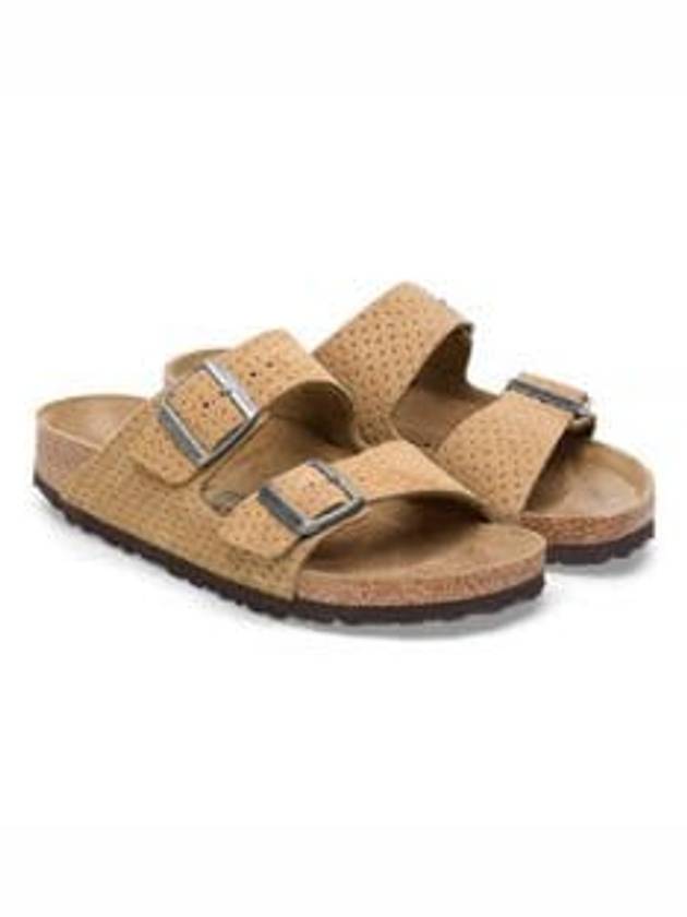 Arizona Perforated Suede Slippers Beige - BIRKENSTOCK - BALAAN 2