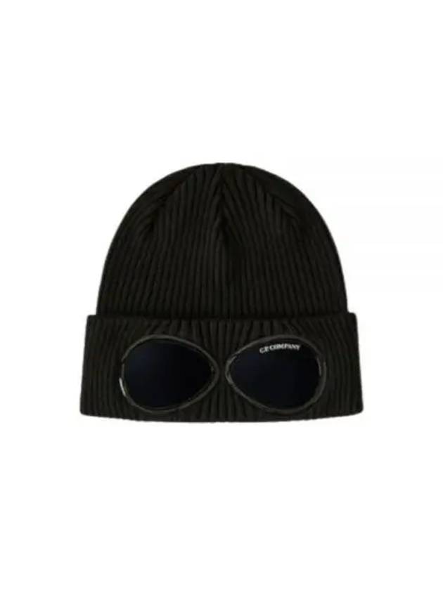 Goggle Detail Ribbed Beanie Black - CP COMPANY - BALAAN 2