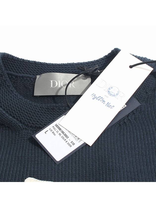 Hylton Nell Crew Neck Knit Top Blue - DIOR - BALAAN 8