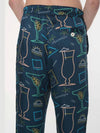 Blue Satin Cocktail Print Trousers - SUNNEI - BALAAN 8