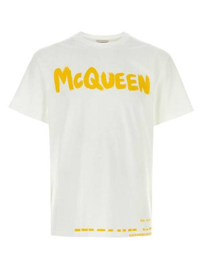 Men's Graffiti Logo Short Sleeve T-Shirt White - ALEXANDER MCQUEEN - BALAAN 2