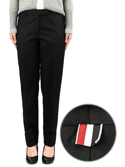 Twill Low Rise Cigarette Straight Pants Black - THOM BROWNE - BALAAN 2