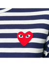 Play Women's Red Heart Wappen Stripe Long Sleeve T-Shirt Navy - COMME DES GARCONS - BALAAN 6