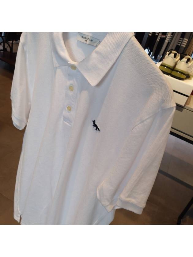 Navy Fox Patch Classic Polo Shirt White - MAISON KITSUNE - BALAAN 4