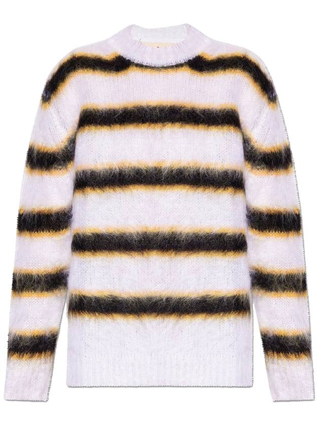 mohair striped crew neck knit - MARNI - BALAAN.