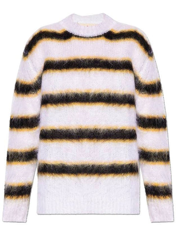 mohair striped crew neck knit - MARNI - BALAAN.