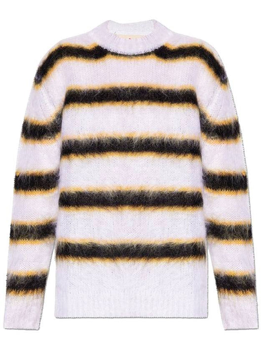 mohair striped crew neck knit - MARNI - BALAAN.